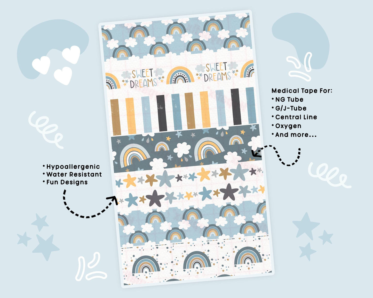 Sweet Dreams NG Tube Tape Adhesive Medical Tape for Feeding Tubes Oxygen Central Lines Catheters Tape for Tubie