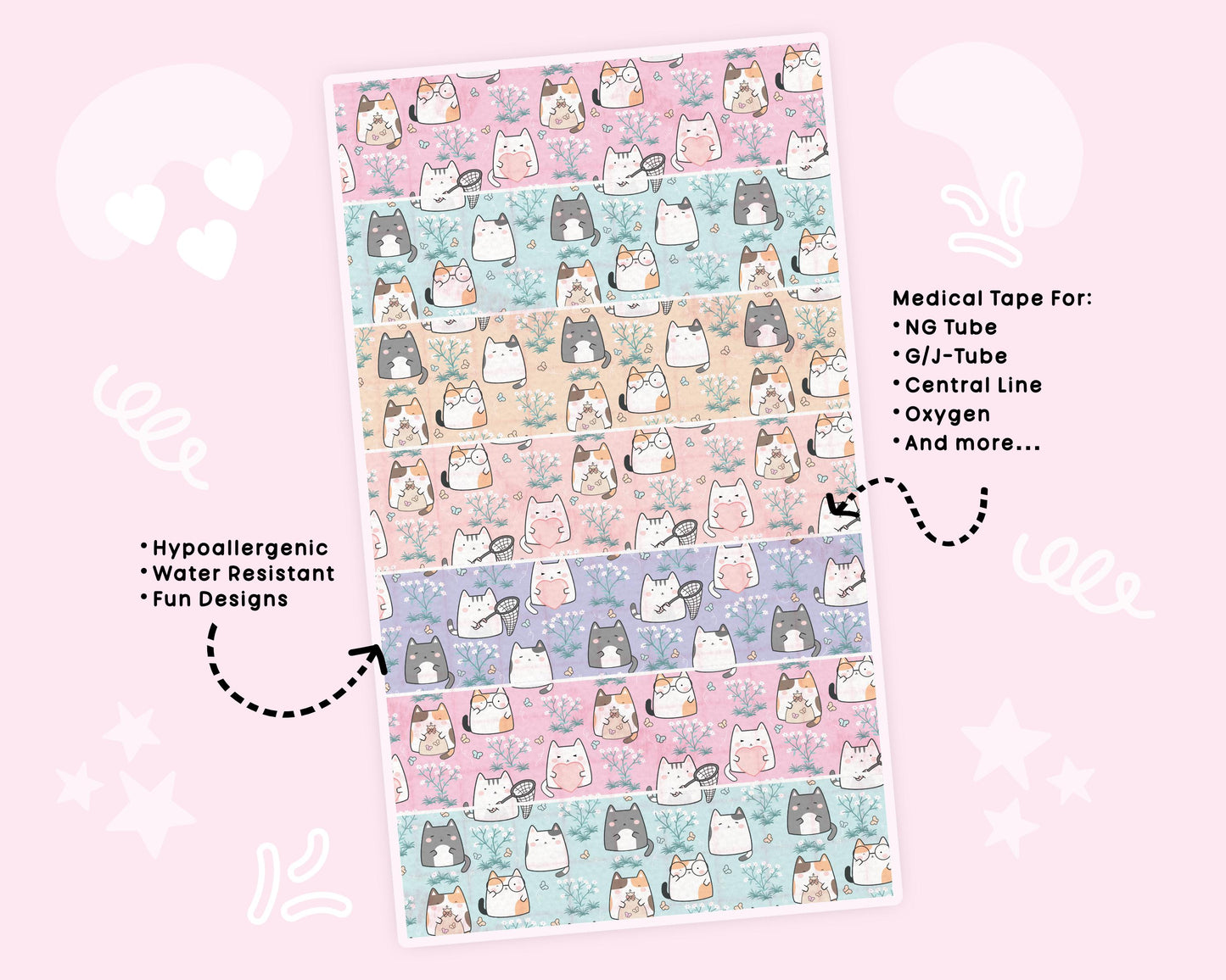 Kitties NG Tube Tape Adhesive Medical Tape for Feeding Tubes Oxygen Central Lines Catheters Tape for Tubie