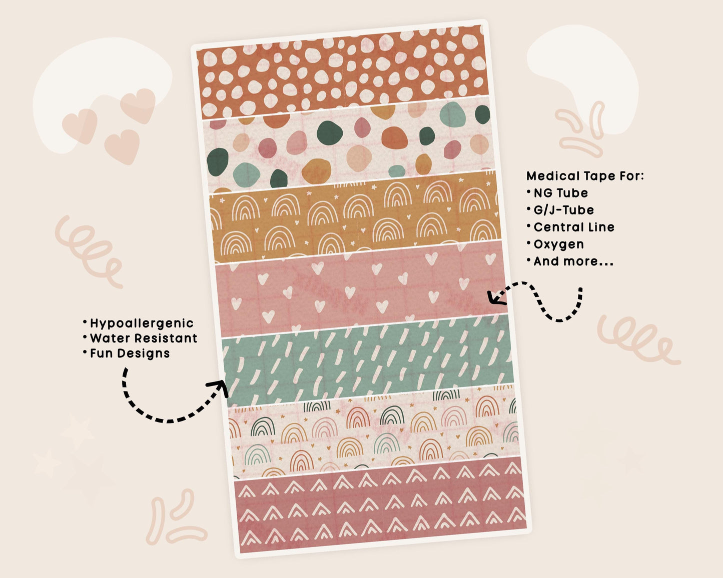 Boho NG Tube Tape Adhesive Medical Tape for Feeding Tubes Oxygen Central Lines Catheters