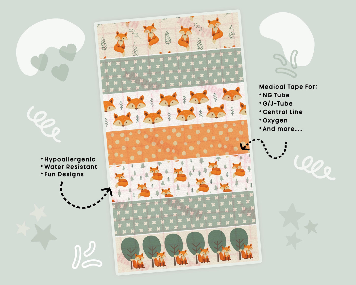 Foxes NG Tube Tape Adhesive Medical Tape for Feeding Tubes Oxygen Central Lines Catheters