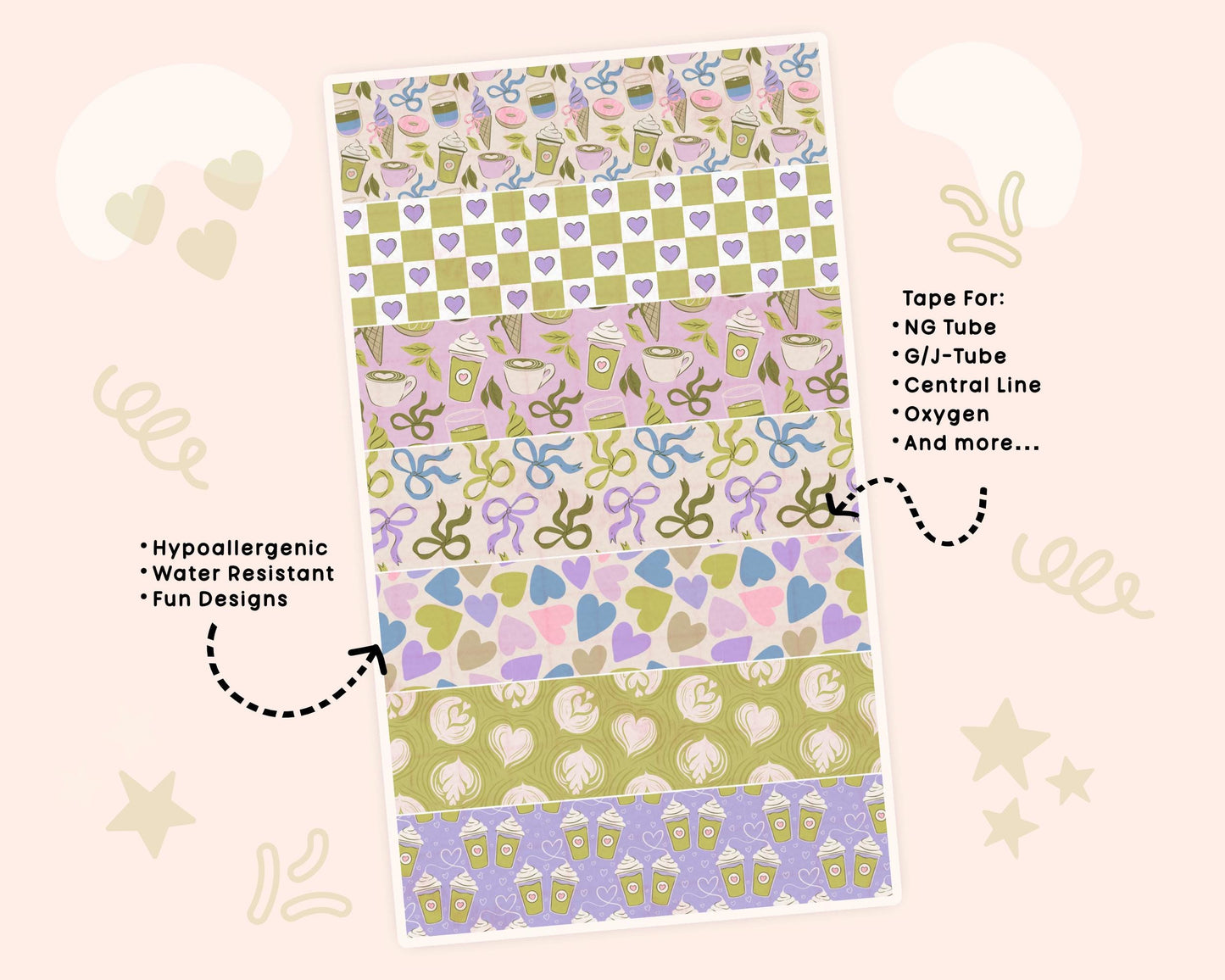 Matcha NG Tube Tape Adhesive Medical Tape for Feeding Tubes Oxygen Central Lines Catheters