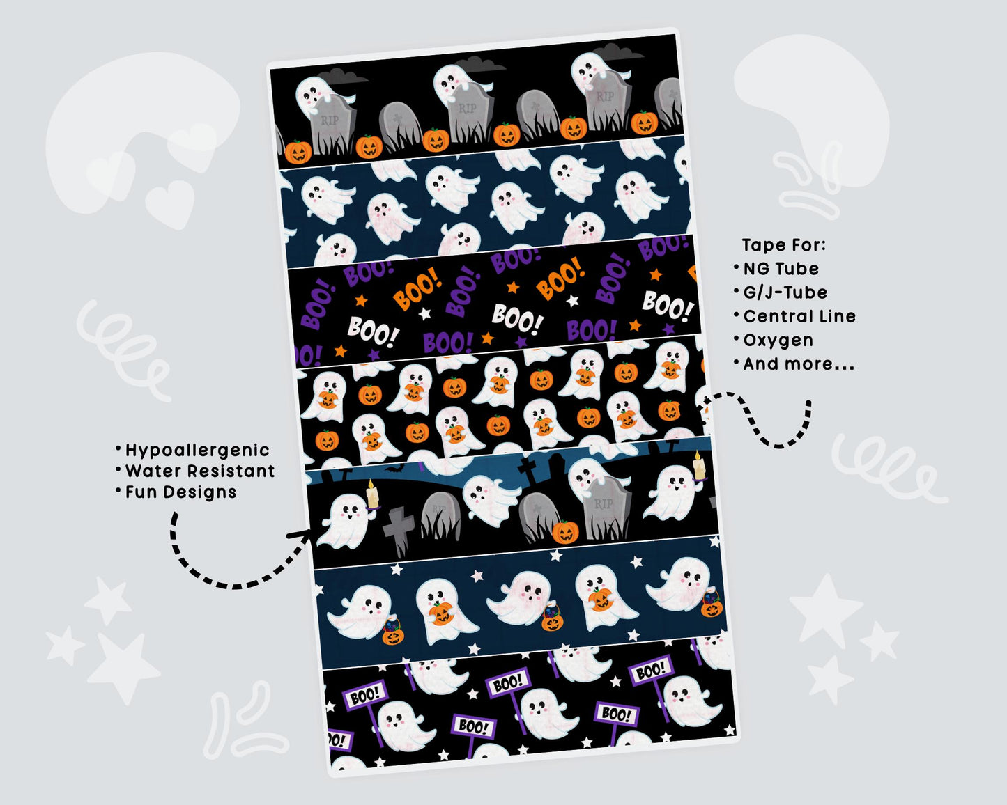 Halloween NG Tube Tape for Feeding Tubes Oxygen Central Lines Catheters