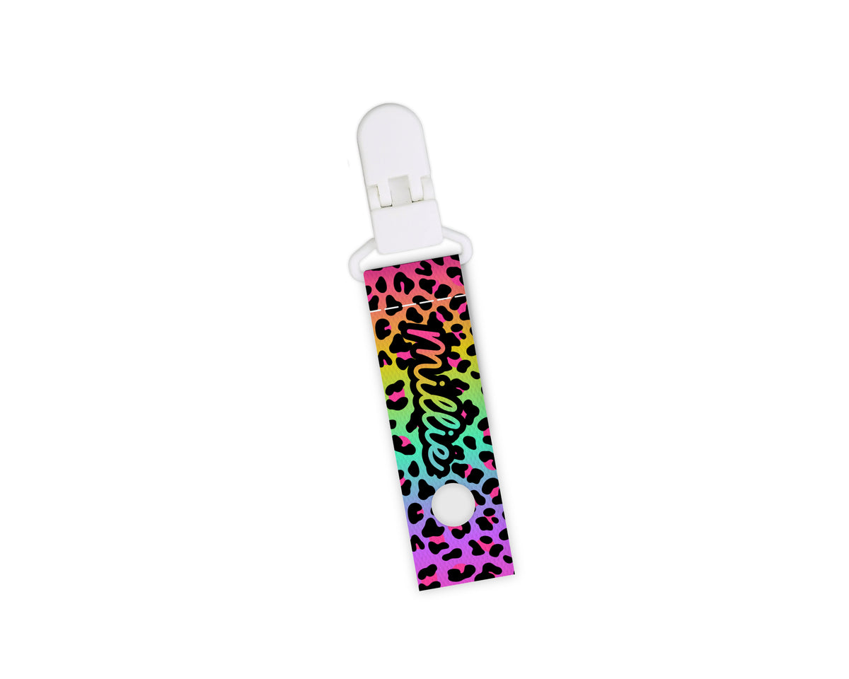 Rainbow Cheetah Feeding Tube Clip