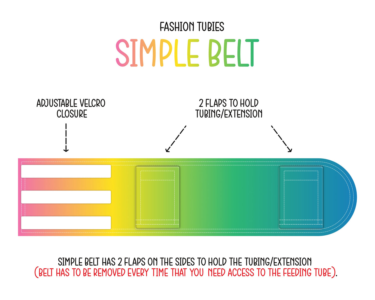 Rainbow Abstract Personalized Feeding Tube Belt