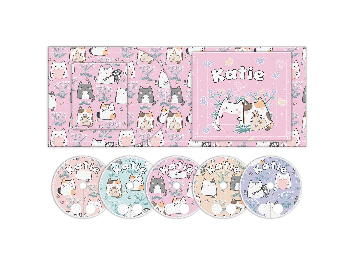 Pink Kitties Catching Butterflies Feeding Tube Belt