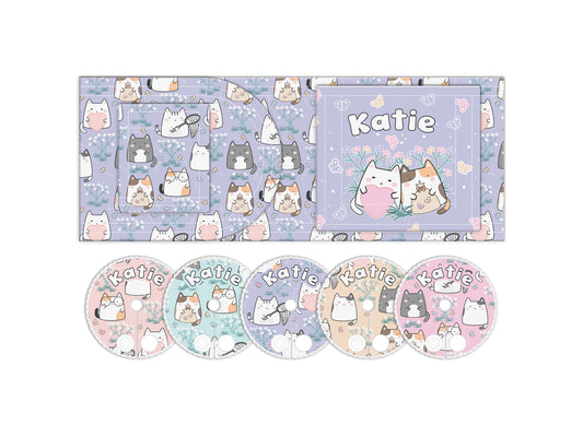 Purple Kitties Catching Butterflies Feeding Tube Belt