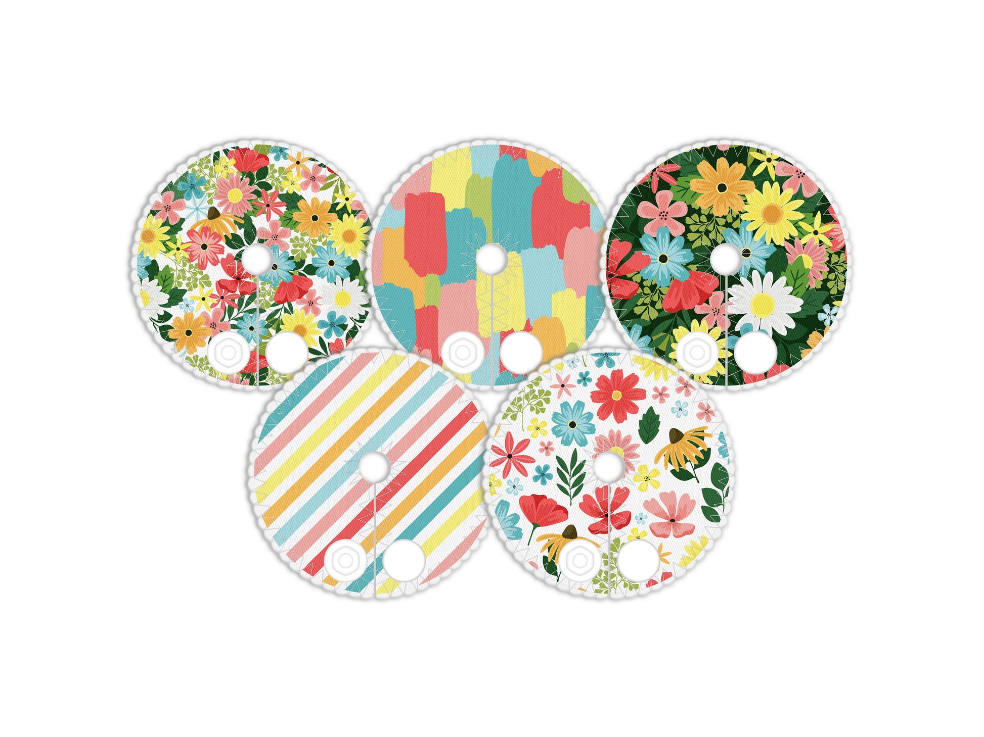 Summer flowers Feeding tube pads | AMT button pads | Mic-key button pads