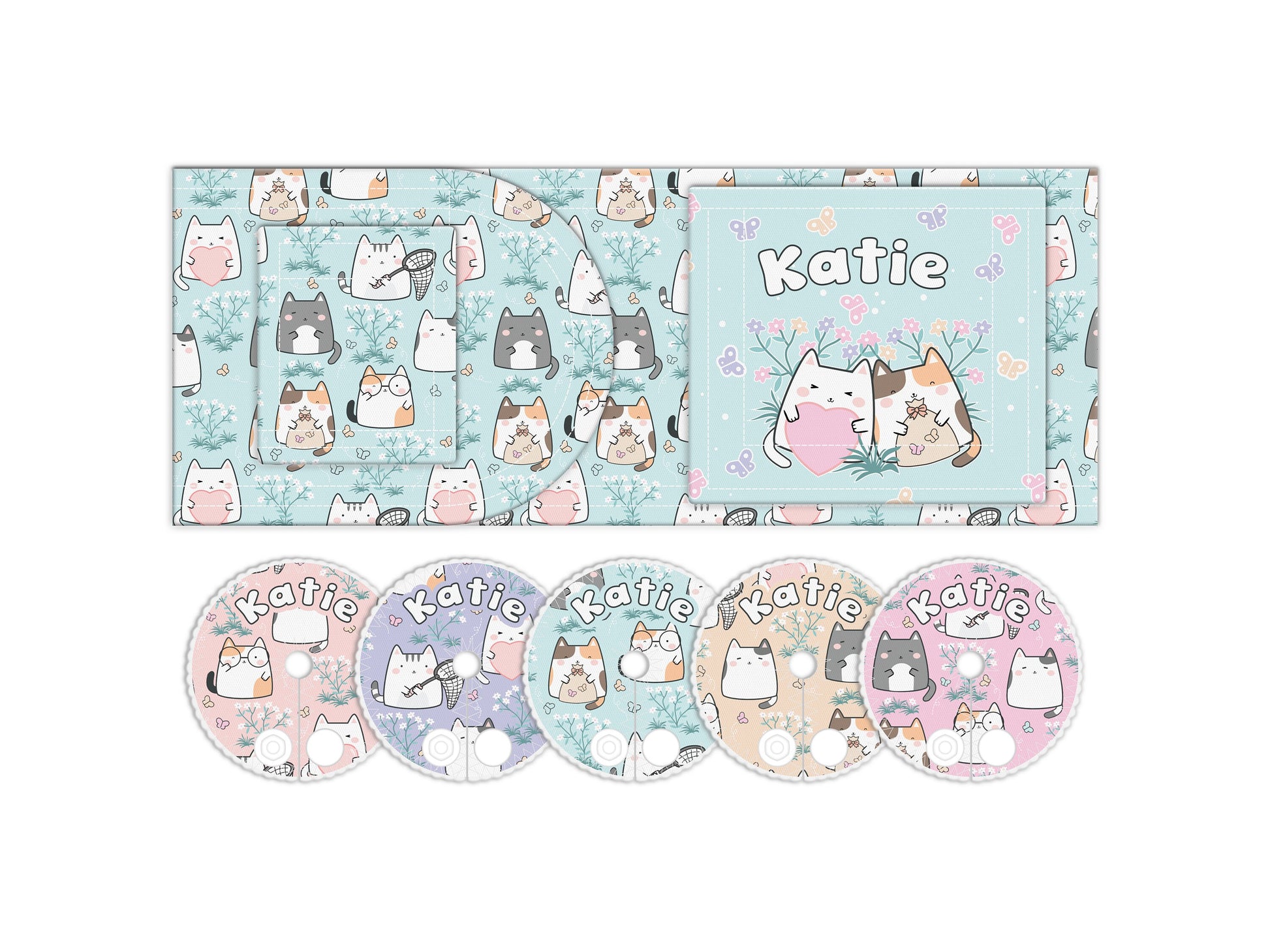 Aqua Kitties Catching Butterflies Feeding Tube Belt