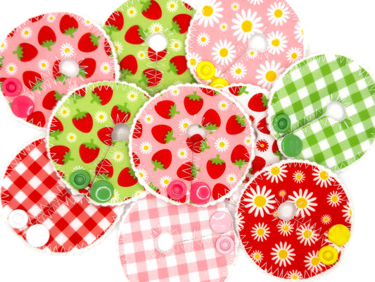 Strawberries and Daisies Feeding tube pads | Gtube covers | AMT button pads | Mic-key button pads | GJ tube covers | Feeding Tube Covers