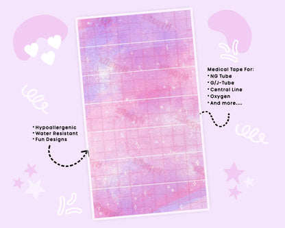 Pink Purple NG Tube Tape Adhesive Medical Tape for Feeding Tubes Oxygen Central Lines Catheters | tape for Tubie