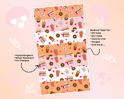 Coffee and donuts NG Tube Tape Adhesive Medical Tape for Feeding Tubes Oxygen Central Lines Catheters Tape for Tubie