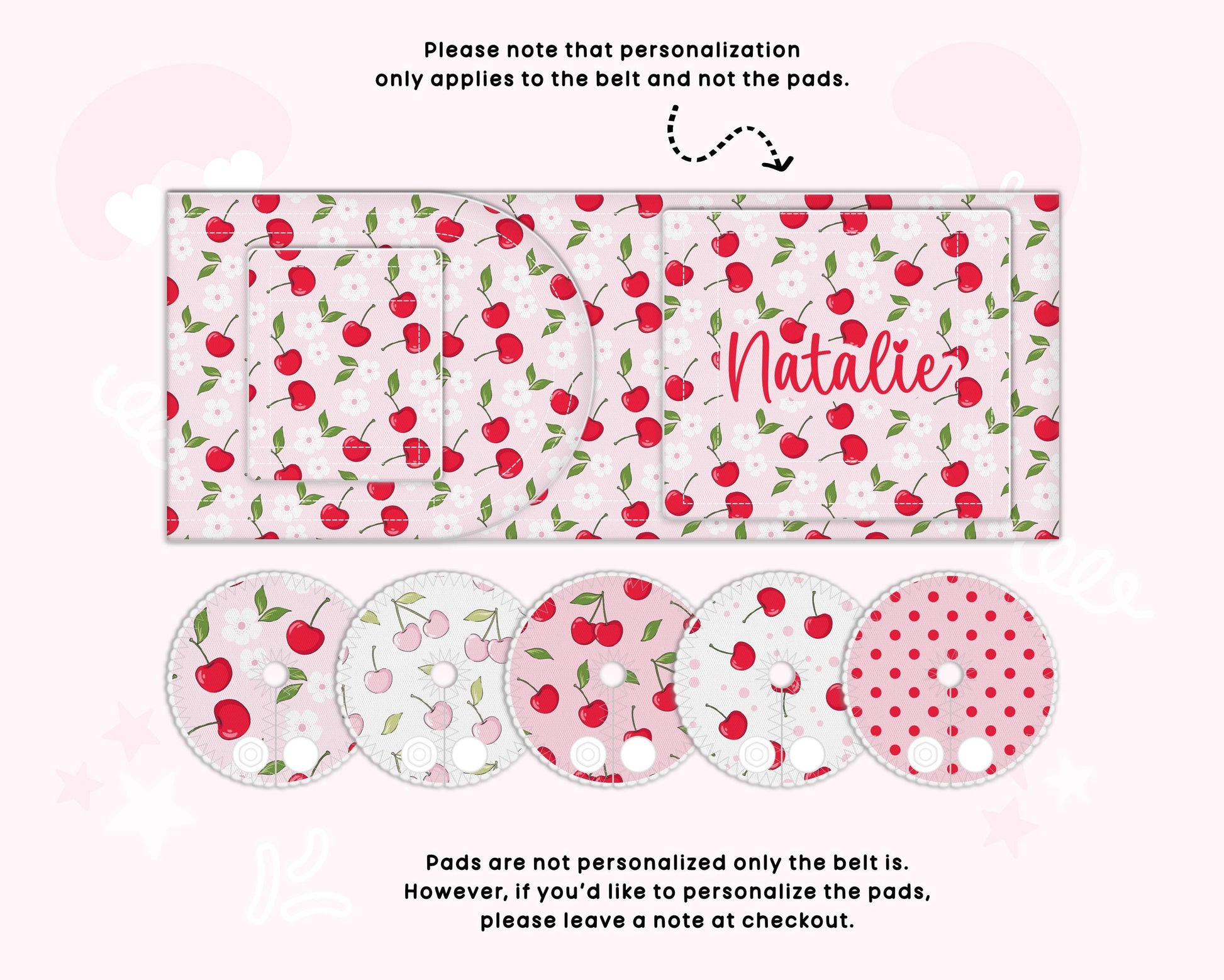 Cherries Personalized Feeding Tube Belt