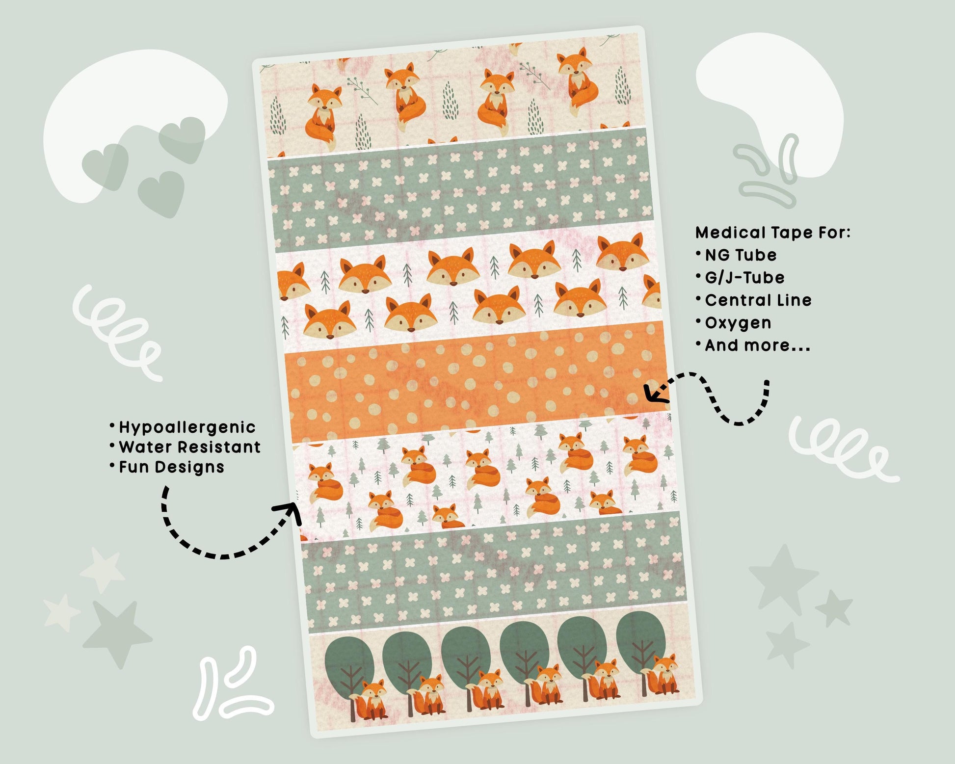 Foxes NG Tube Tape Adhesive Medical Tape for Feeding Tubes Oxygen Central Lines Catheters