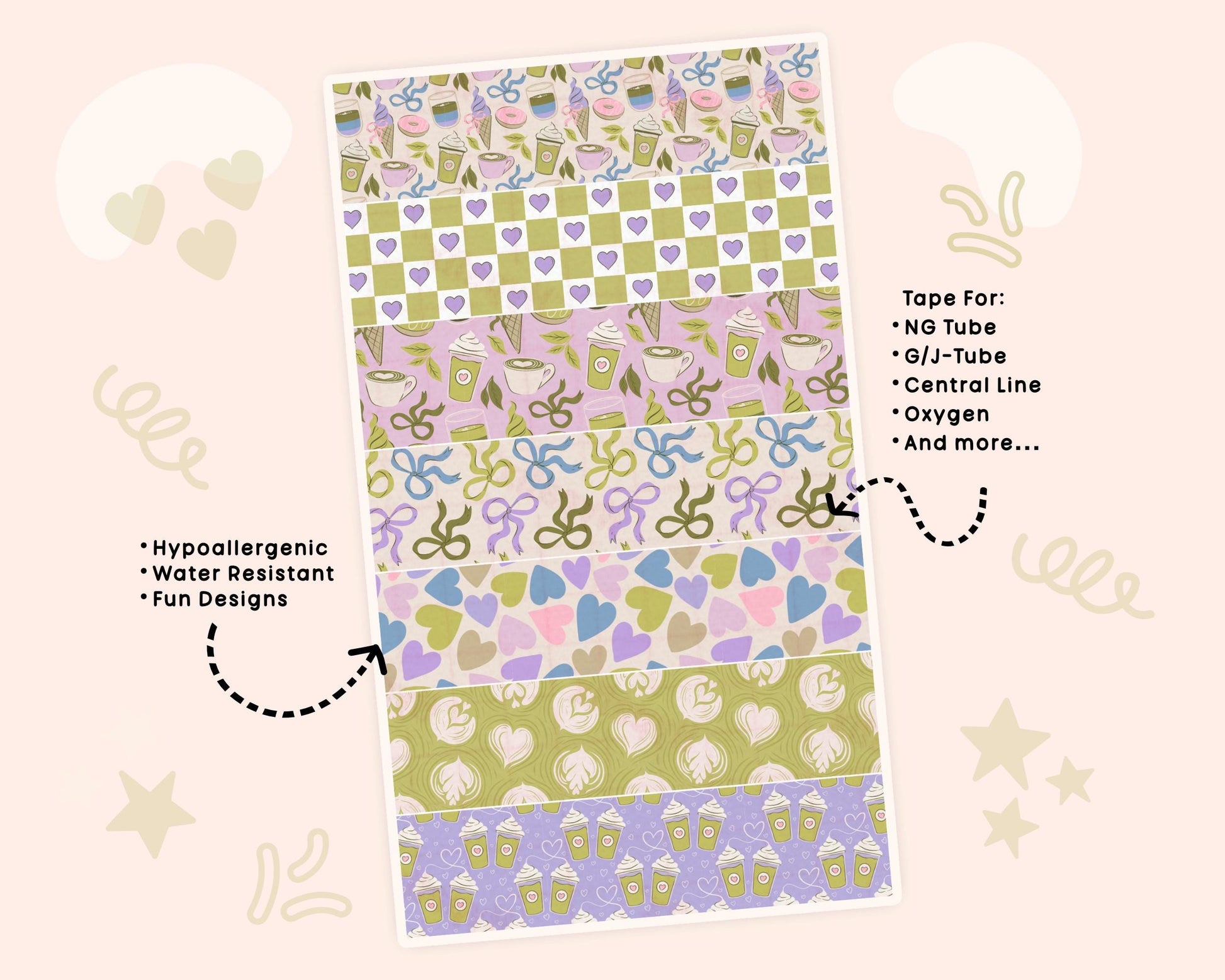 Matcha NG Tube Tape Adhesive Medical Tape for Feeding Tubes Oxygen Central Lines Catheters