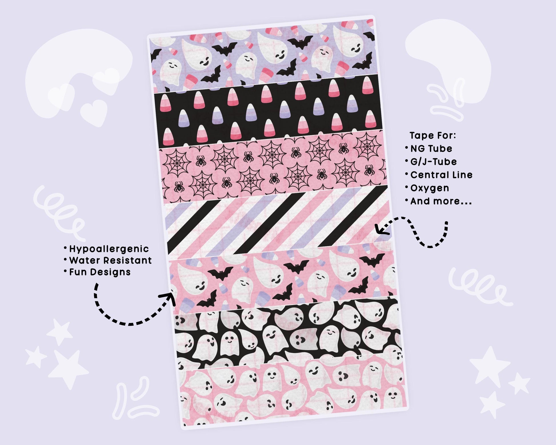 Halloween NG Tube Tape Adhesive Medical Tape for Feeding Tubes Oxygen Central Lines Catheters