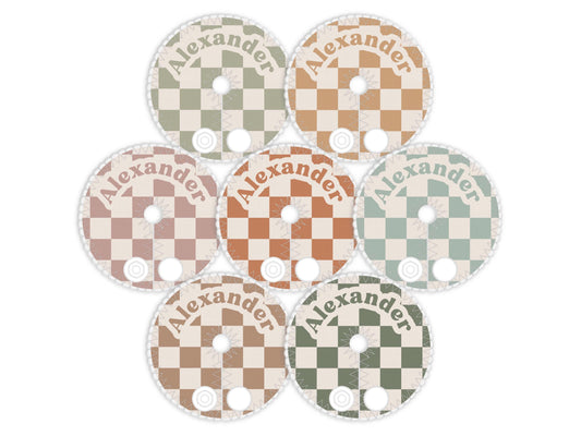 Boho checkered Feeding tube pads | AMT button pads | Mic-key button pads
