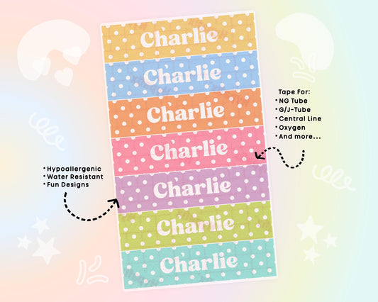 Pastel Dots NG Tube Tape Adhesive Medical Tape for Feeding Tubes Oxygen Central Lines Catheters