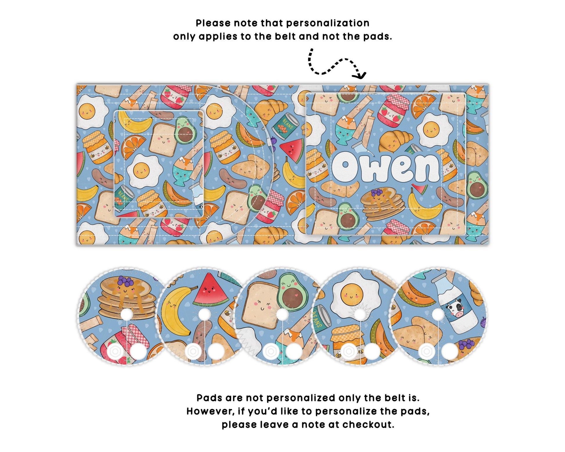 Breakfast Personalized Feeding Tube Belt