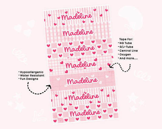 Valentines Personalized NG Tube Tape