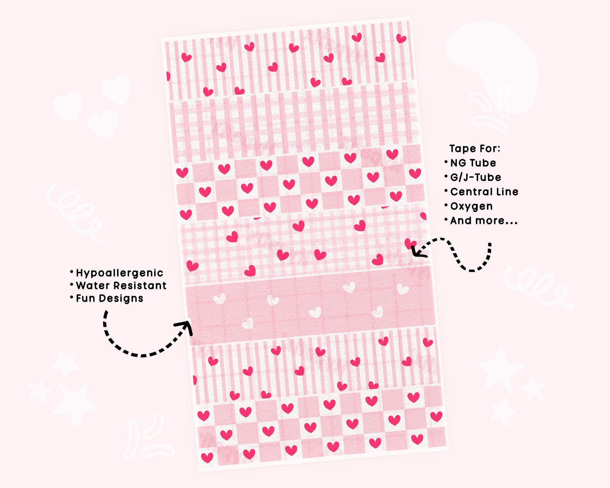 Valentines Personalized NG Tube Tape