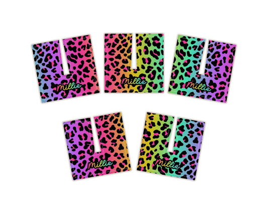 Rainbow Cheetah Trach Pads | Personalized Tracheostomy Covers